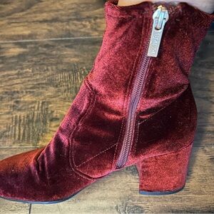 Women’s Wine velvet half booties by Unisa size 7.